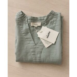 Sauths Women's 100% Linen Tunic Top 2XL Light Green NWT Coastal